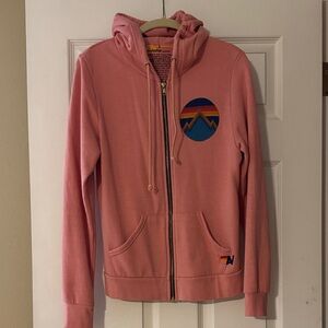 Aviator Nation Pink Hoodie with Rainbow Patch